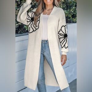 Ivory Floral Long Sleeve Duster